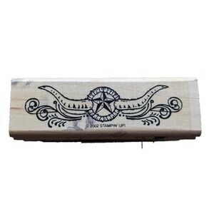 Stampin' Up! Steer Horns Star Western 2002 Rubber Stamp Wood #H90